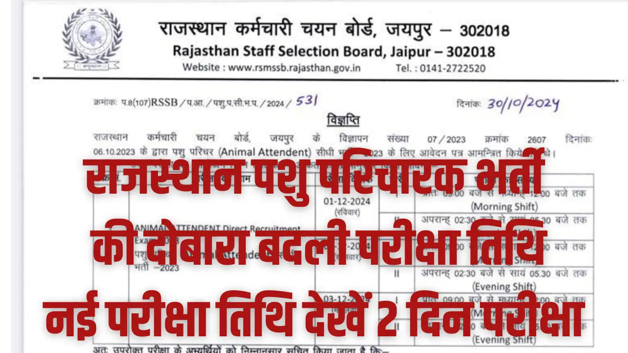 Rajasthan Pashu Parichar Exam Date