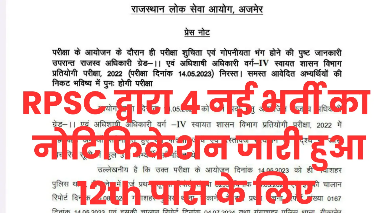 RPSC 4 New Vacancy 2024